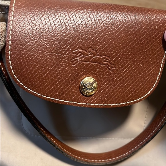 Longchamp Elegant Brown and Cream Women's Handbag - Picture 10 of 16